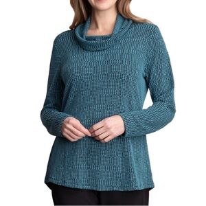 HABITAT Cowl Neck Tunic Top Teal and Black SZ XL